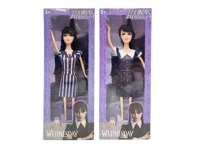 新款11.5寸实身星期三亚当
斯的一家Wednesday
Addams短袖服饰娃娃 - HP1190048