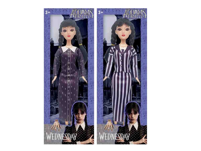 11.5寸3D眼实身大脚活手星
期三亚当斯的一家
WednesdayAddams长袖服
饰娃娃 - HP1190058