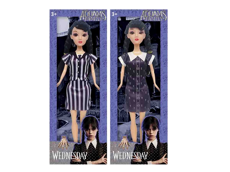 11.5寸3D眼实身大脚活手星
期三亚当斯的一家
WednesdayAddams短袖服
饰娃娃 - HP1190059