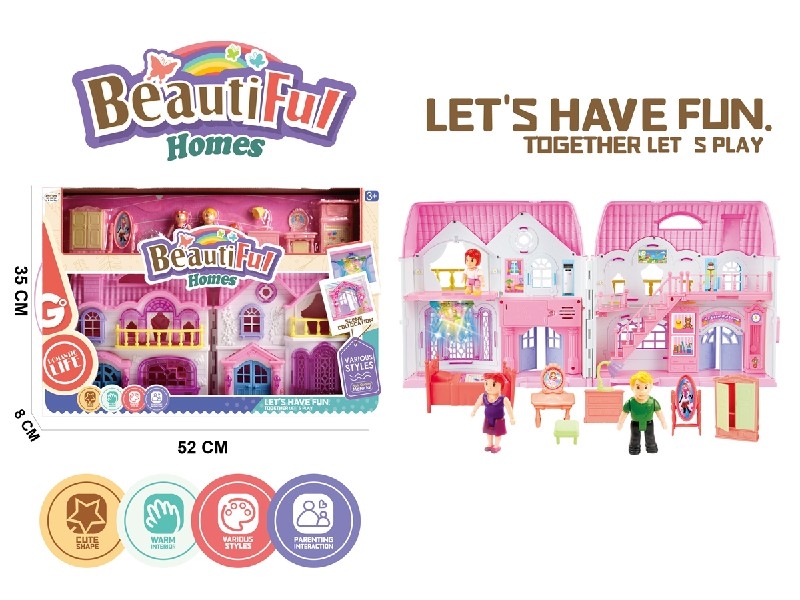 DIY ASSEMBLE VILLA W/LIGHT & MUSIC ,INCLUDED 3*AG3 - HP1190441