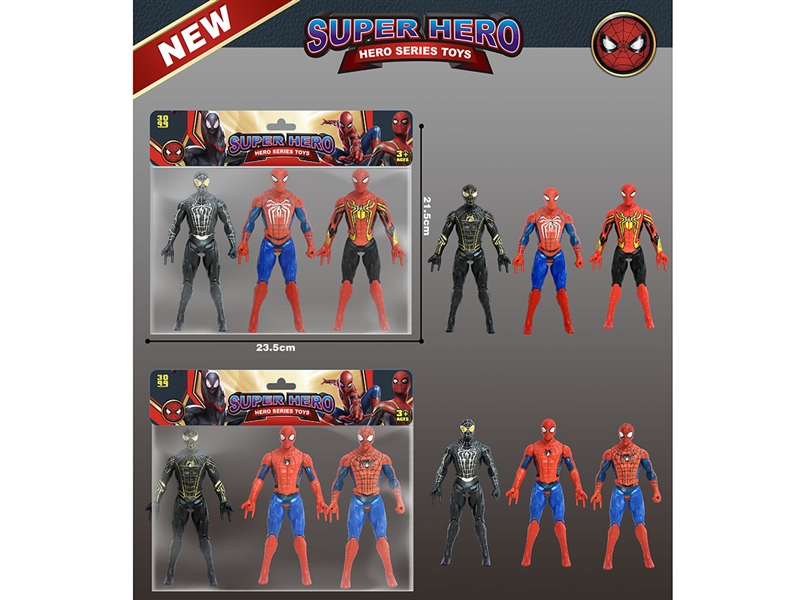 17CM SPIDER MAN W/LIGHT 3PCS，2ASST - HP1190518