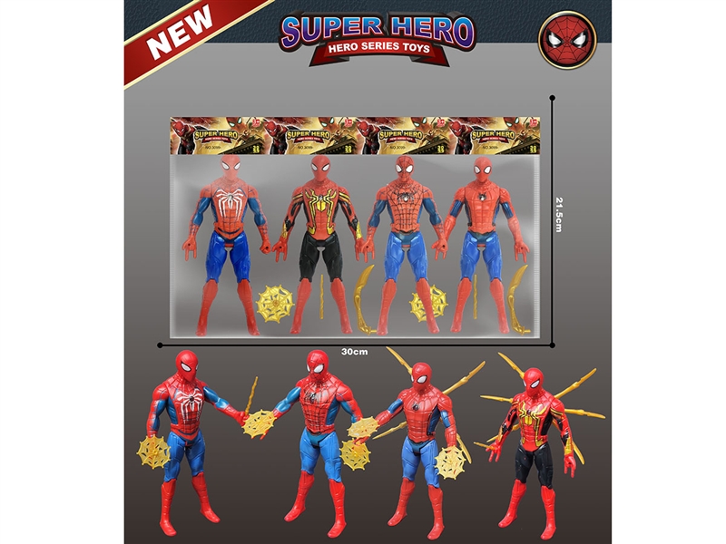 17CM SPIDER MAN W/WEAPON & LIGHT，4PCS - HP1190523