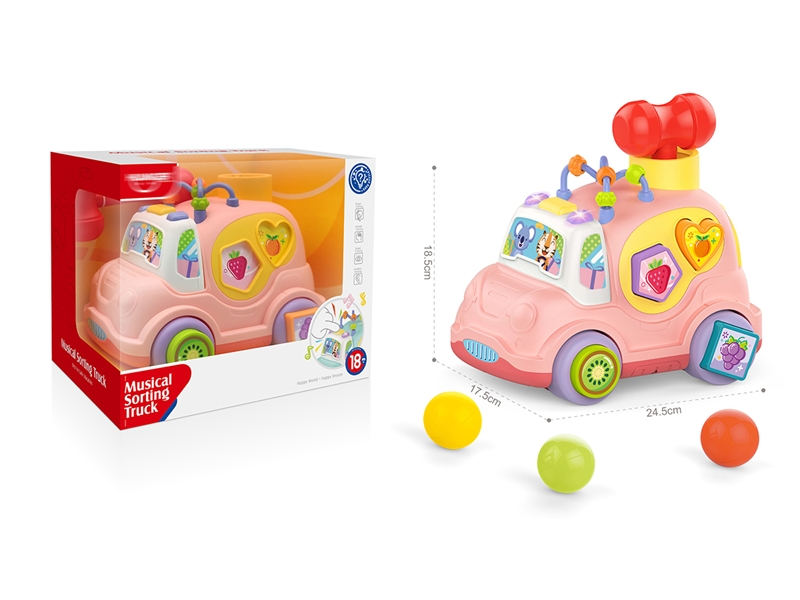 BUILDING BLOCK CAR W/LIGHT & MUSIC,PINK - HP1192209
