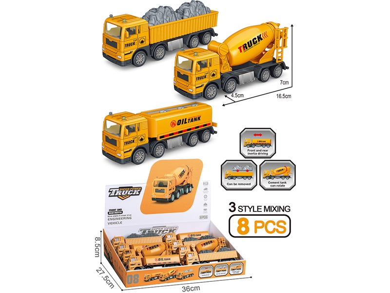 FRICTION CONSTRUCTION TRUCK,8PCS/DISPLAY BOX - HP1192518