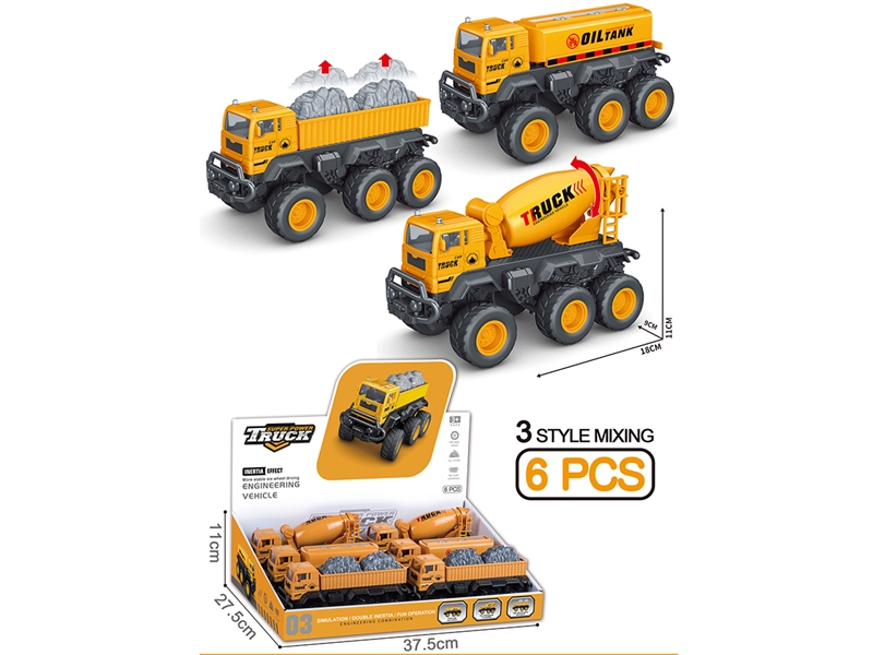 FRICTION CONSTRUCTION TRUCK,6PCS/DISPLAY BOX - HP1192520