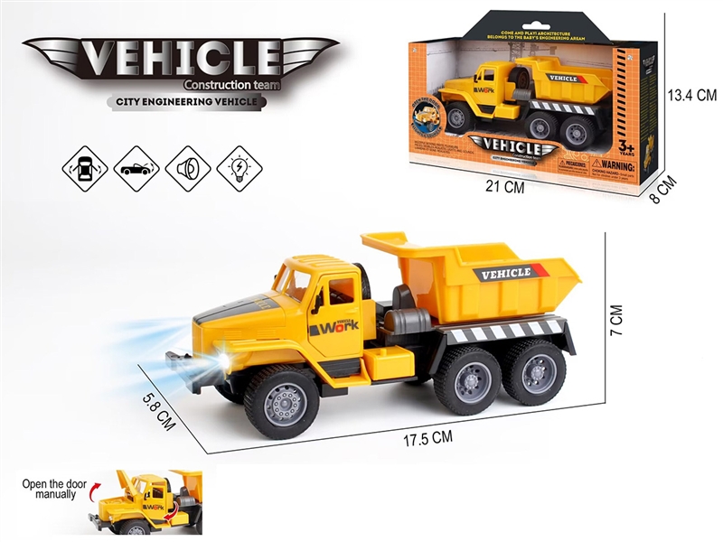 PULL BACK CONSTRUCTION TRUCK W/SOUND & LIGHT & CAN OPEN THE DOOR - HP1194219
