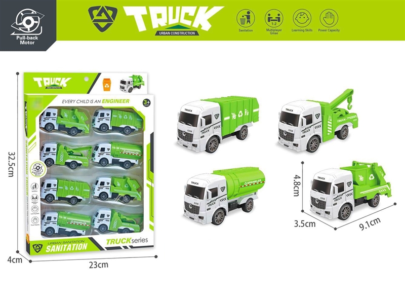 PULL BACK SANITATION TRUCK 8PCS - HP1194465