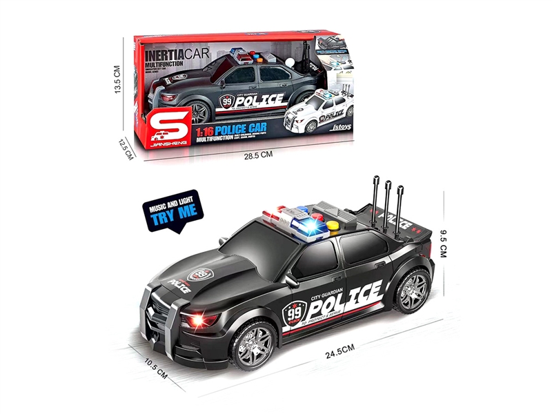 FRICTION POLICE CAR W/MUSIC & LIGHT & CAN OPEN THE REAR TRUNK - HP1194583