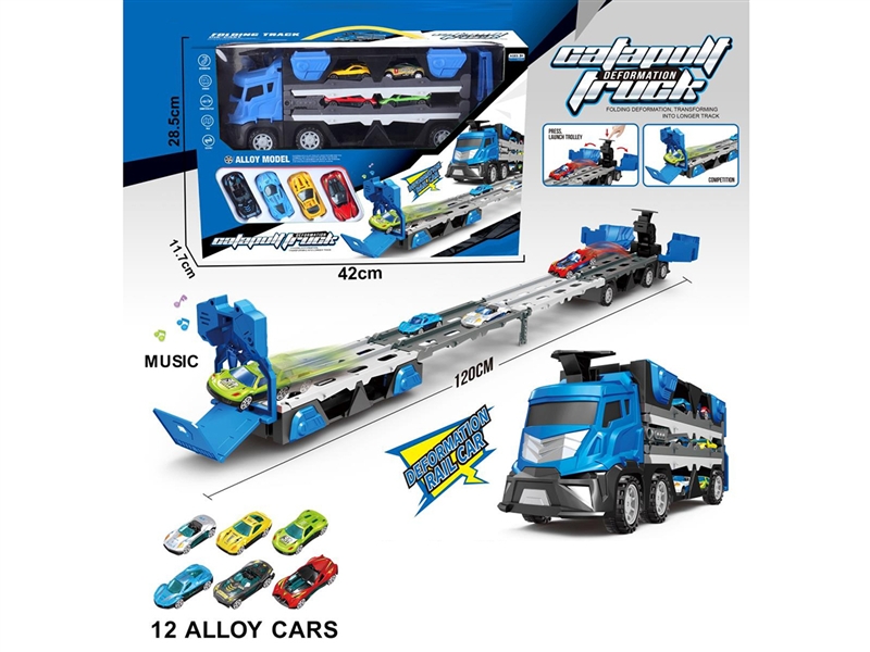 PRESS AND GO TRACK WITH MUSIC,3*AG13+12PCS DIE-CAST CAR, - HP1194768