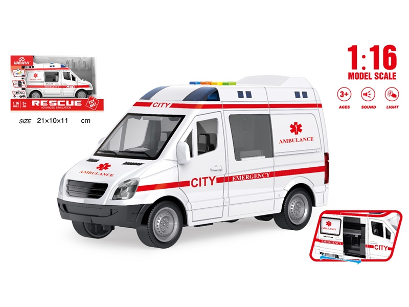 1:16 FRICTION AMBULANCE W/LIGHT & SOUND (CAN OPEN THE DOOR) - HP1194994