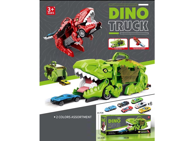 DINOSAUR RAIL STORAGE CAR W/FREE WAY DIE-CAST CAR 6PCS - HP1196814