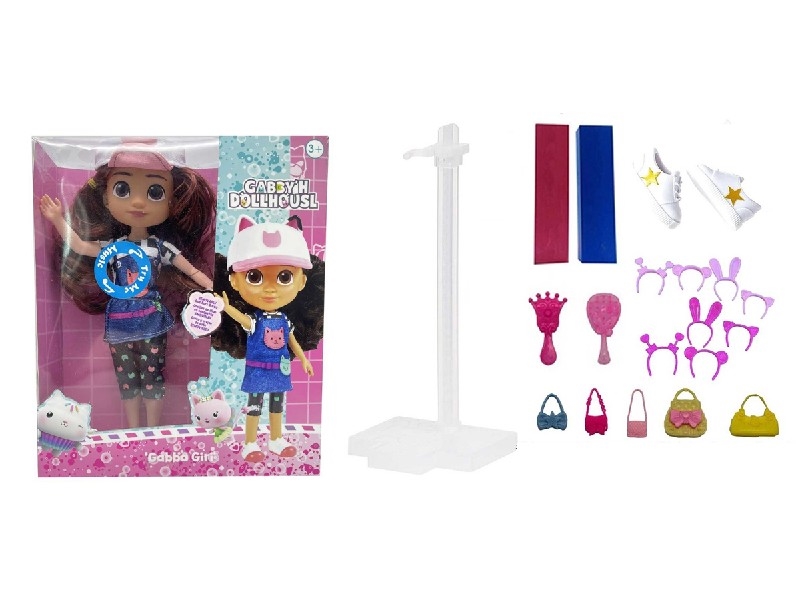 Gabby;s dollhouse  高档12寸12关节实身带灯光音乐英雄盖比的娃娃屋带DIY染发膏和5样惊喜配件 - HP1197239