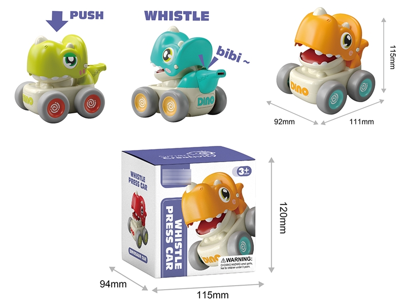 PRESS & GO DINOSAUR CAR W/WHISTLE - HP1198347