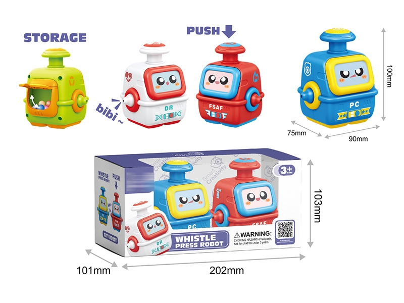 PRESS & GO ROBOT W/WHISTLE 2PCS - HP1198349