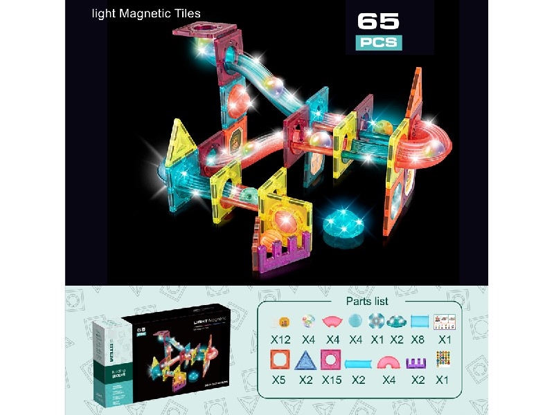 MAGNETIC BUILDING BLOCKS 65PCS W/LIGHT - HP1198667