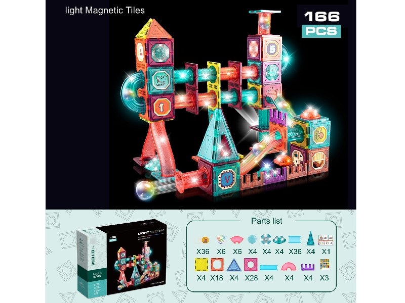 MAGNETIC BUILDING BLOCKS 166PCS W/LIGHT - HP1198671