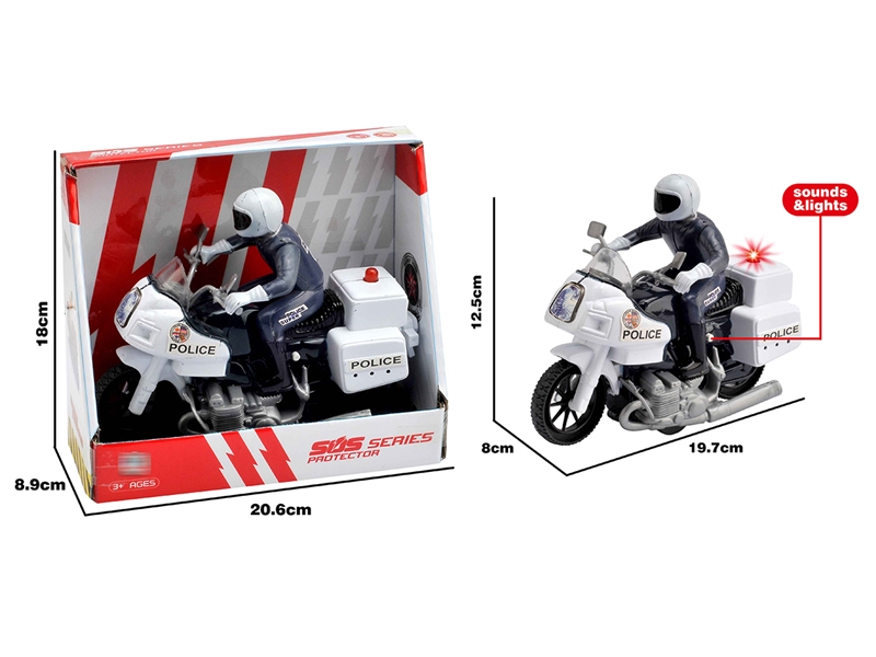 FRICTION POLICE MOTORCYCLE W/LIGHT & SOUND,INCLUDED BATTERY - HP1199566