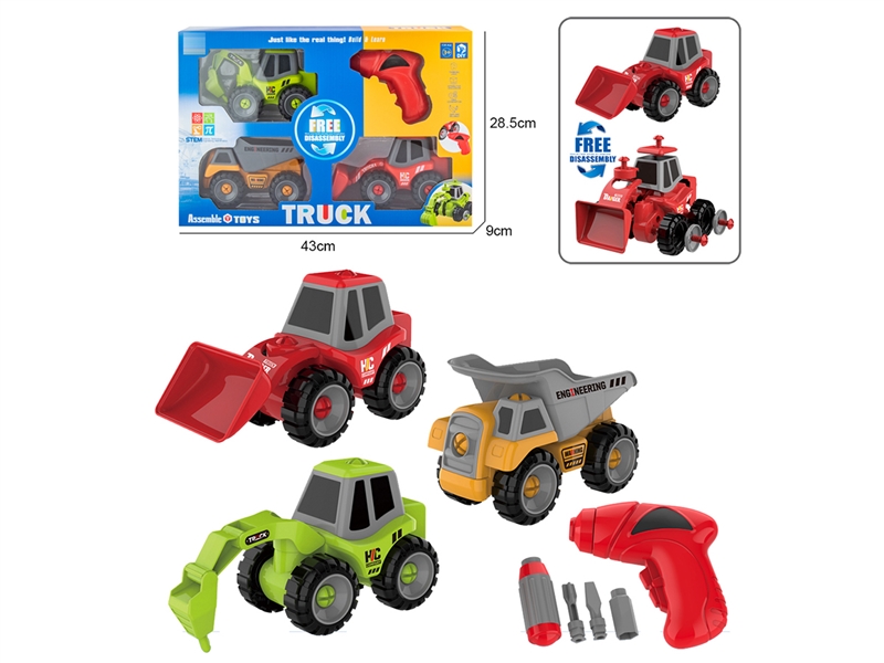 ASSEMBLE CARTOON TRUCK 3PCS W/MOTOR DRILL - HP1201194