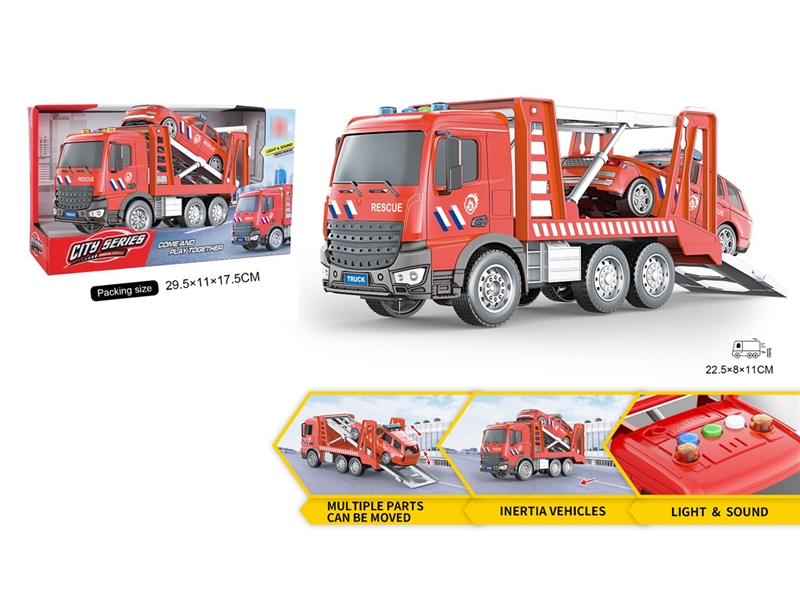 1：18 FRICTION FIRE TRUCK W/SOUND & FRICTION CAR - HP1201905