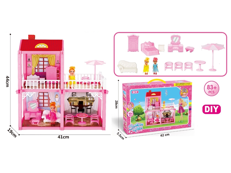 DIY ASSEMBLE VILLA W/DOLL 2PCS - HP1202112