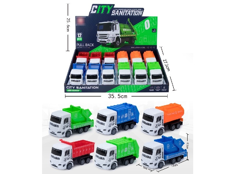 PULL BACK SANITATION TRUCK , 12PCS/DISPLAY BOX - HP1202233