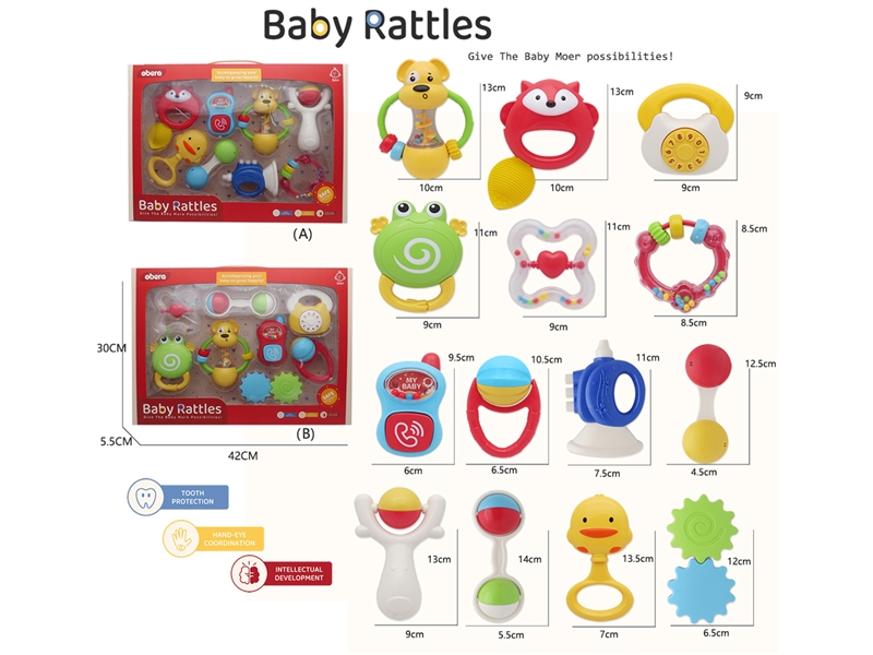 BABY RATTLE 8PCS，2ASST - HP1202942