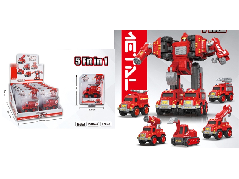 5 IN 1 PULL BACK DIE-CAST DEFORMATION CAR - HP1203701