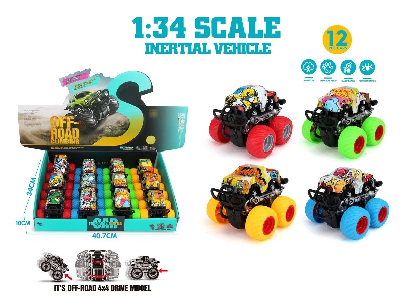 FRICTION 4-WHEEL DRIVE CAR , 12PCS/DISPLAY BOX - HP1205219
