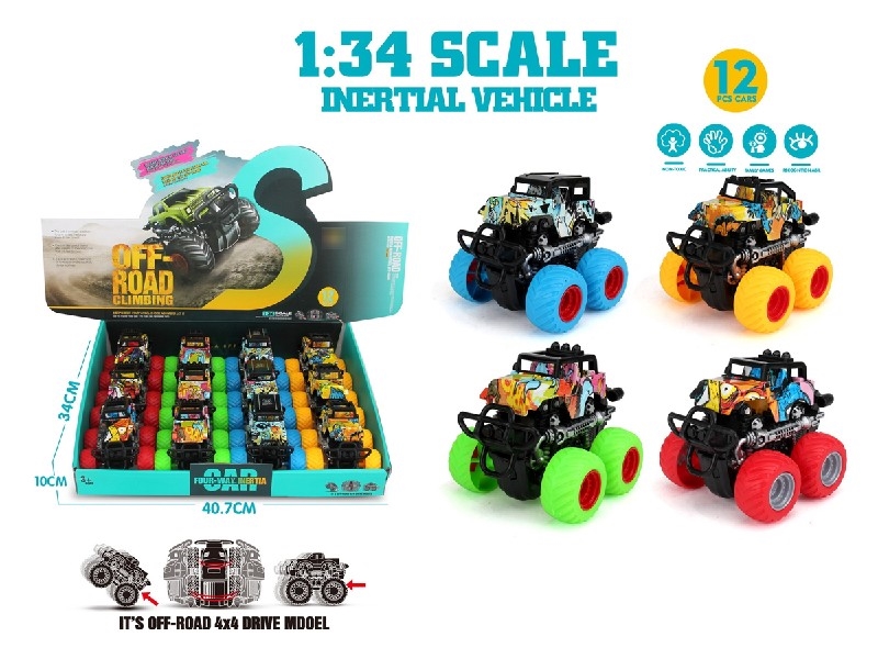 FRICTION 4-WHEEL DRIVE CAR , 12PCS/DISPLAY BOX - HP1205220