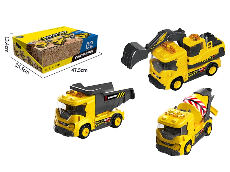 FRICTION CONSTRUCTION TRUCK W/LIGHT & SOUND,6PCS/DISPLAY BOX - HP1205842
