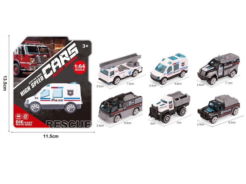 FREE WAY BDIE-CAST POLICE CAR , 6ASST - HP1206006