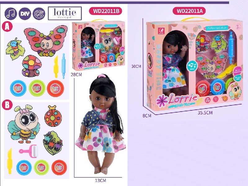 28CM BLOW MOLD DOLL W/PLAY DOUGH SET & MUSIC - HP1207400