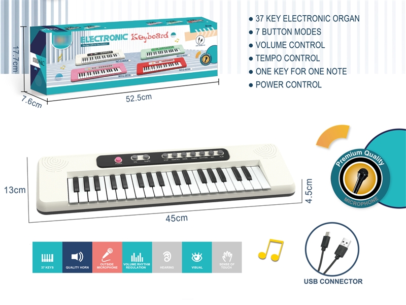 37-KEY ELECTRONIC ORGAN W/MICROPHONE - HP1208299