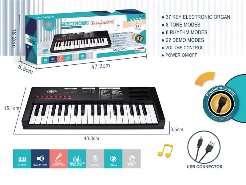 37-KEY ELECTRONIC ORGAN W/MICROPHONE - HP1208302