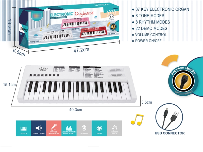 37-KEY ELECTRONIC ORGAN W/MICROPHONE - HP1208303