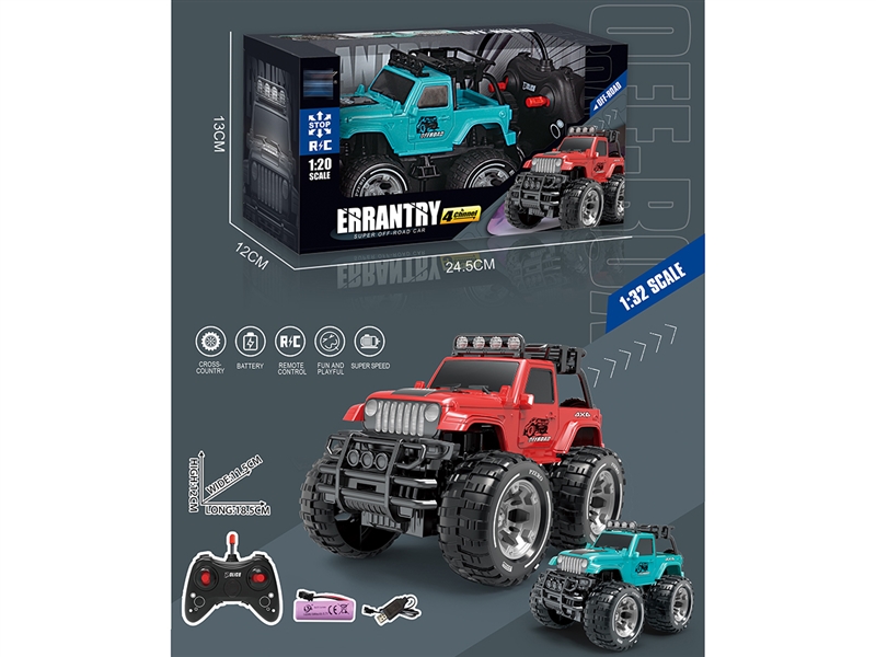 1:32 FOUR CHANNEL R/C CAR W/LIGHT, INCLUDED 1X3.7V AND USB - HP1208483