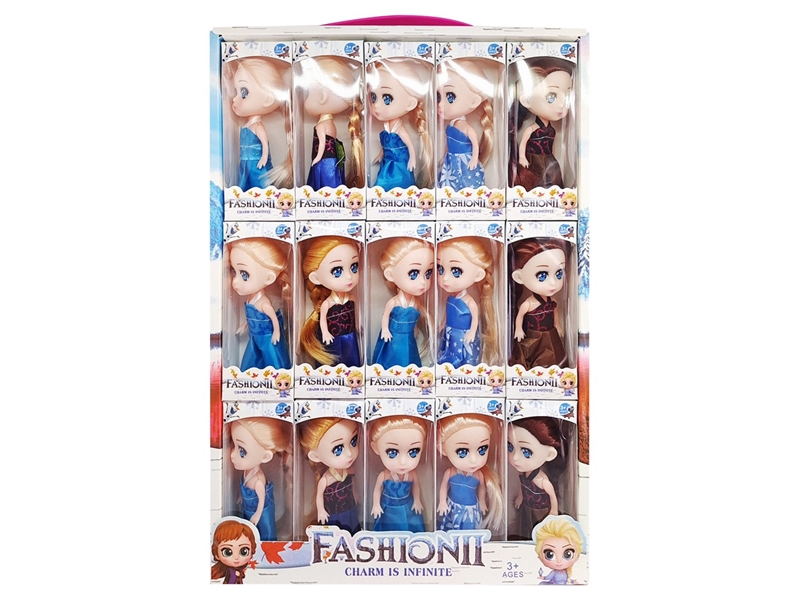 4.5寸单辫发型冰雪娃娃，15PCS/展示盒 - HP1210636