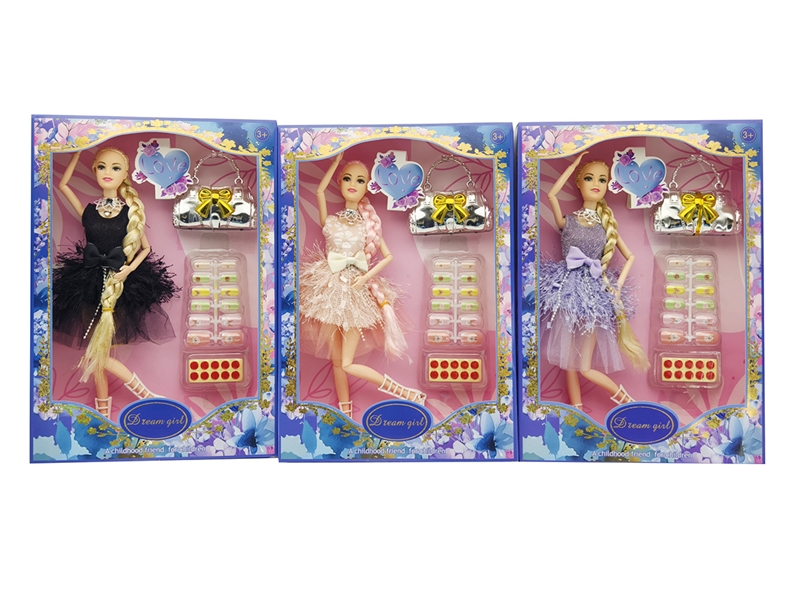 11寸实身11关节礼服芭比+电镀包包+吸塑 3款混装 - HP1211097