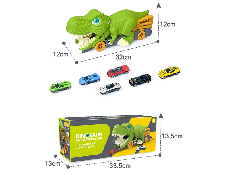 DINOSAUR RAIL STORAGE CAR W/FREE WAY DIE-CAST CAR 6PCS - HP1211158