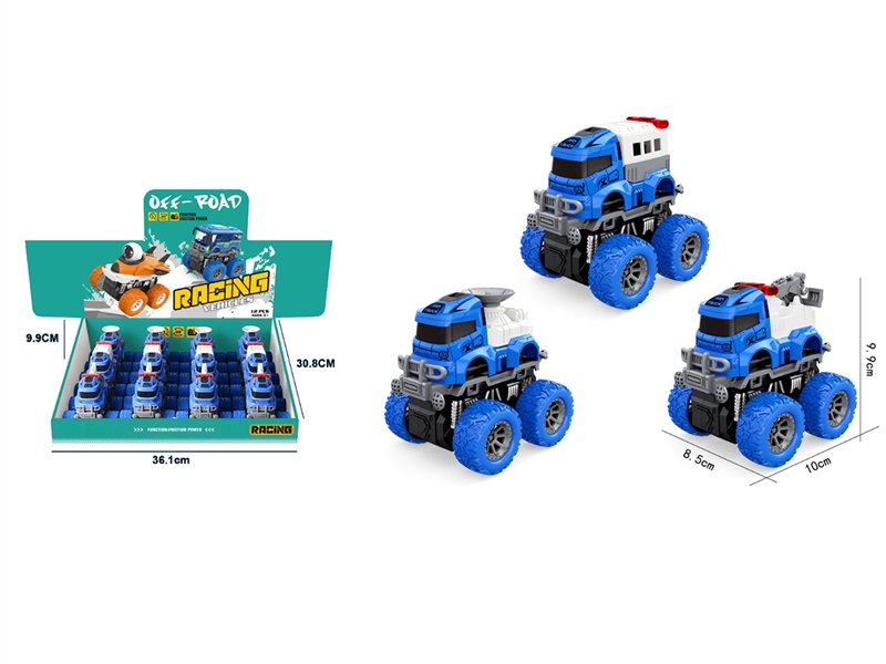 FRICTION POLICE STUNT CAR,12PCS/DISPLAY BOX - HP1211260