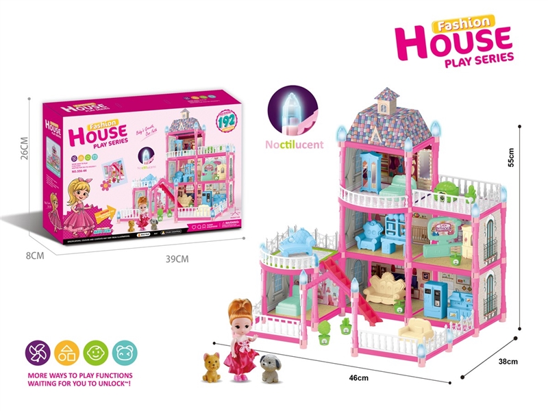 DIY NOCTILUCENCE VILLA W/DOLL，192PCS - HP1211499