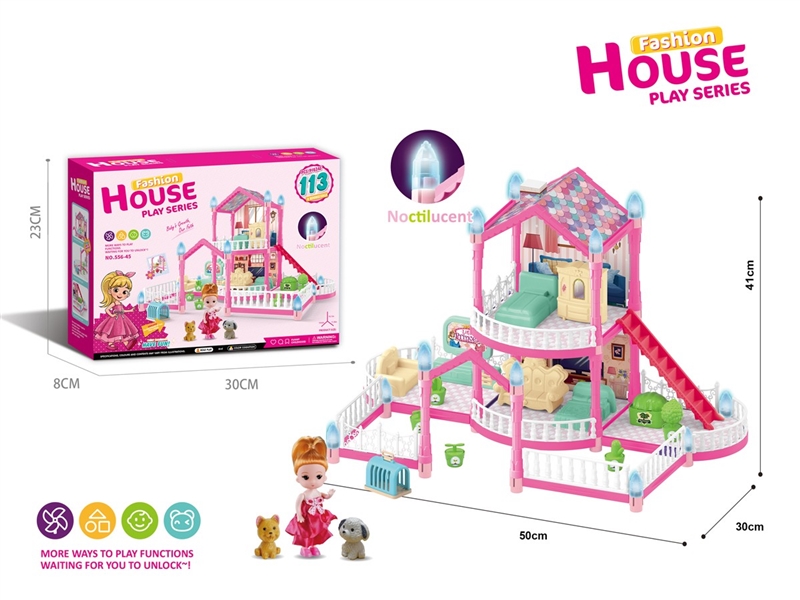 DIY NOCTILUCENCE VILLA W/DOLL，113PCS - HP1211501