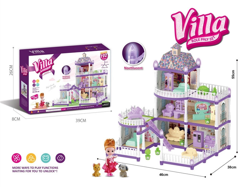 DIY NOCTILUCENCE VILLA W/DOLL，192PCS - HP1211509