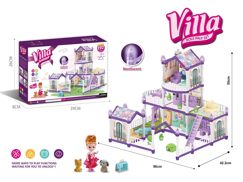 DIY NOCTILUCENCE VILLA W/DOLL，192PCS - HP1211510