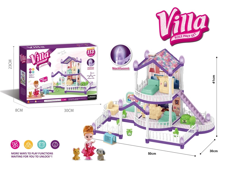 DIY NOCTILUCENCE VILLA W/DOLL，113PCS - HP1211511