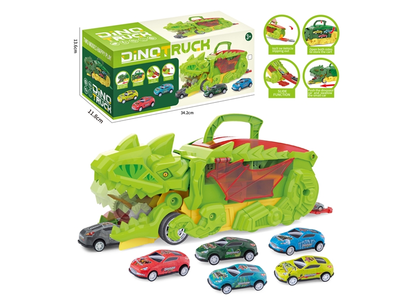 DINOSAUR TRUCK W/PULL BACK DIE-CAST CAR 3PCS - HP1211530