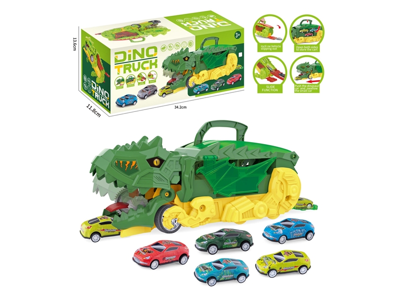 DINOSAUR TRUCK W/PULL BACK DIE-CAST CAR 3PCS - HP1211531