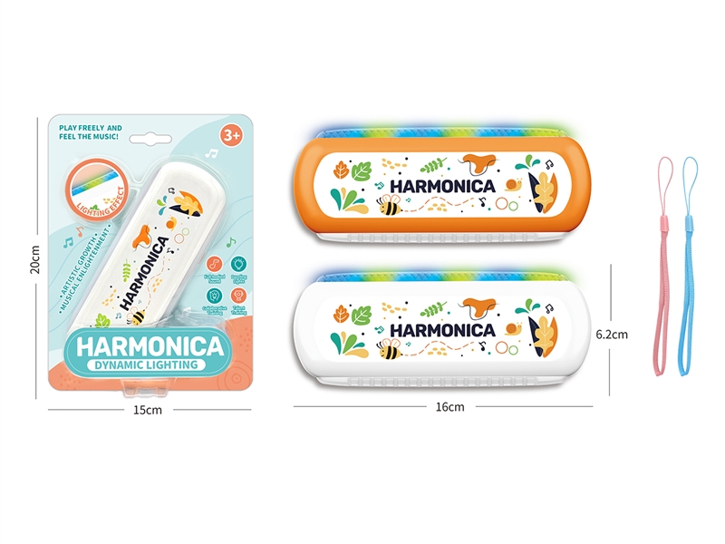 HARMONICA W/LIGHT,2COLOURS (INCLUDED BUTTON) - HP1211601