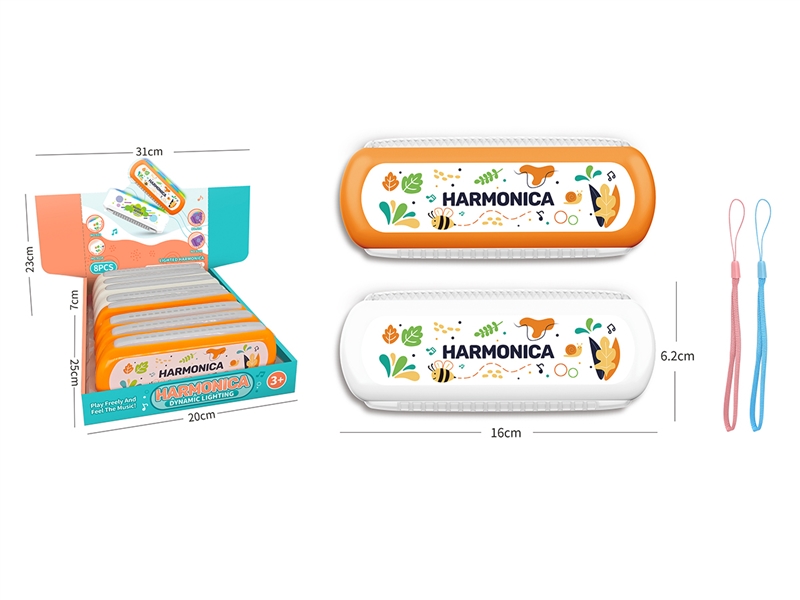 HARMONICA,2COLOURS,8PCS/DISPLAY BOX - HP1211614