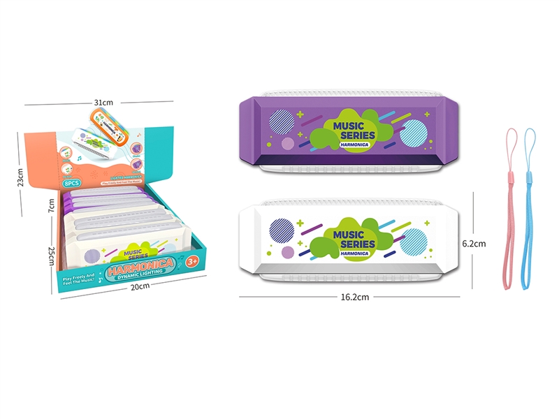 HARMONICA,2COLOURS,8PCS/DISPLAY BOX - HP1211616